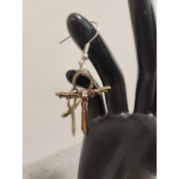 Faux Gold Earrings Costume Jewelry Angel Jewelry Sword - Picture 5 of 10